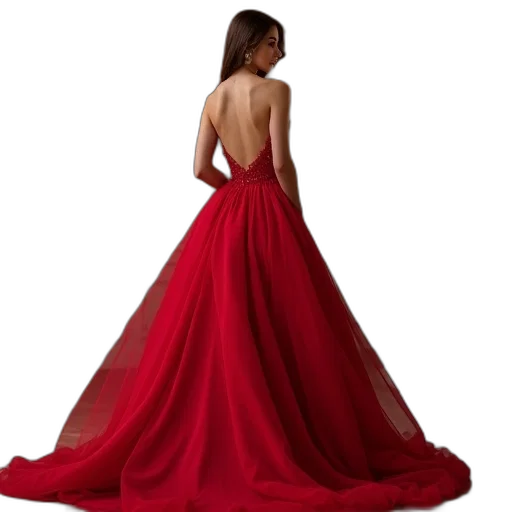 dress, photorealistic, concept art, red transparent PNG cut-out