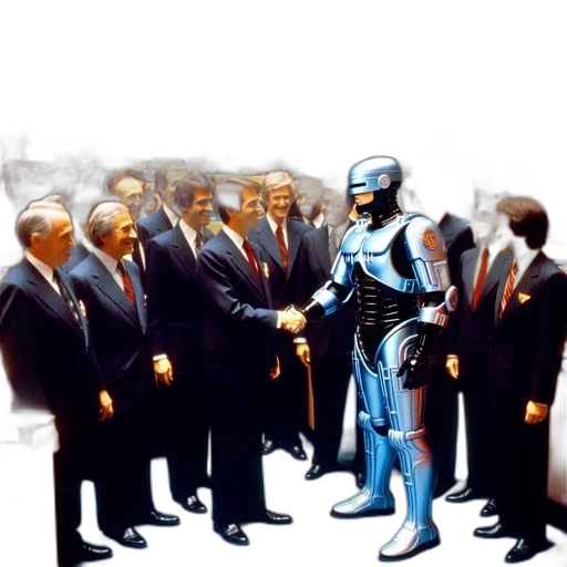 robot, concept art, vaporwave, comic book art transparent PNG cut-out