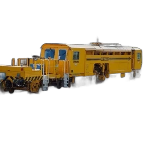 3d render, yellow, train, tracks transparent PNG cut-out