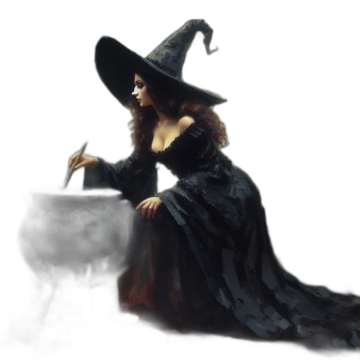 hat, dress, staff, fantasy art transparent PNG cut-out