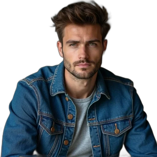 jacket, face, hair, staff transparent PNG cut-out