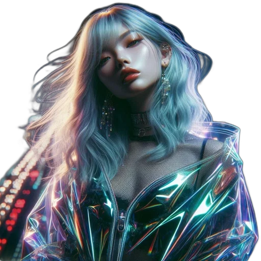 jacket, dress, hair, jewelry transparent PNG cut-out