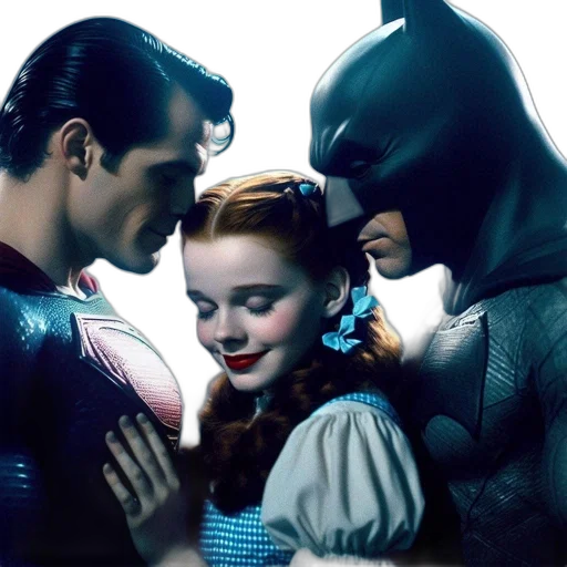 comic book art, superman, batman, woman transparent PNG cut-out