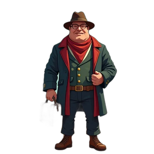 staff, jacket, hat, concept art transparent PNG cut-out