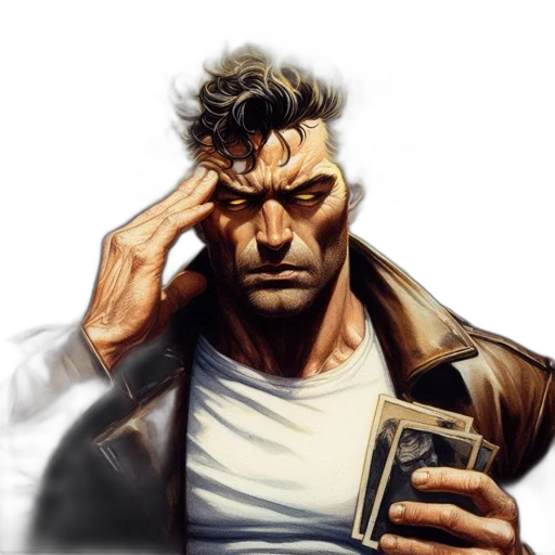 jacket, face, comic book art, concept art transparent PNG cut-out
