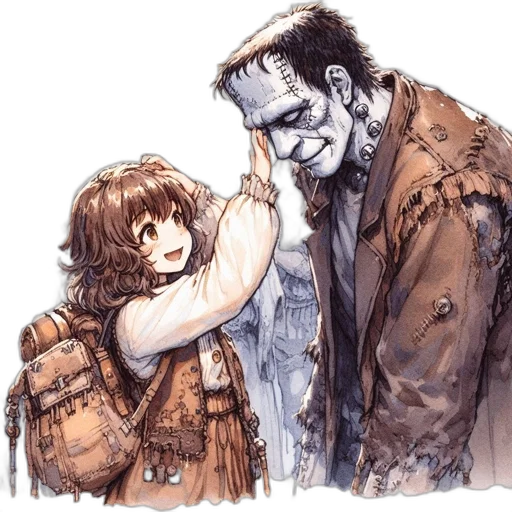 comic book art, watercolor, concept art, cyberpunk transparent PNG cut-out