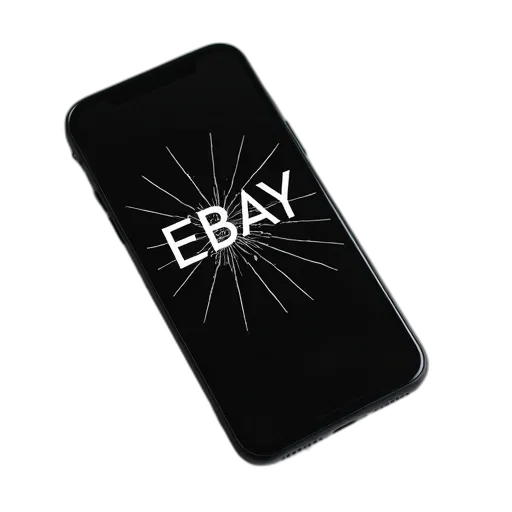 black, smartphone, cracked, screen transparent PNG cut-out