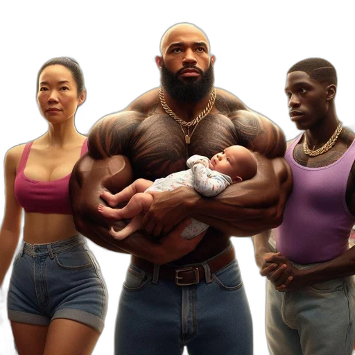 concept art, muscular, tattooed, man transparent PNG cut-out
