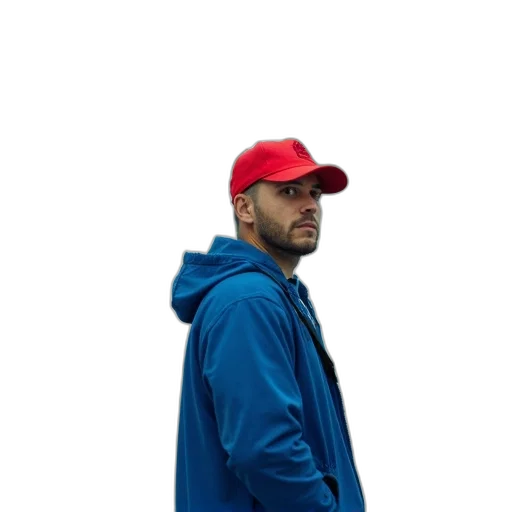 jacket, hat, staff, face transparent PNG cut-out