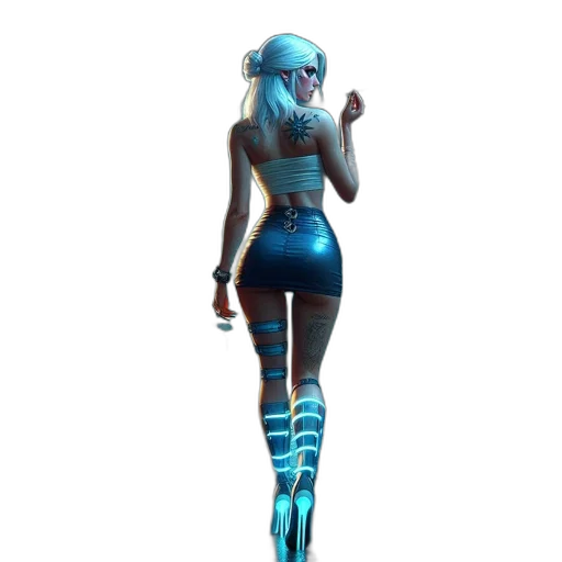 dress, robot, staff, concept art transparent PNG cut-out