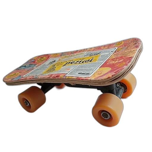 3d render, skateboard, made, plastic transparent PNG cut-out