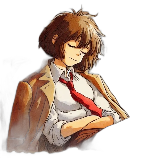 jacket, staff, weapon, watercolor transparent PNG cut-out