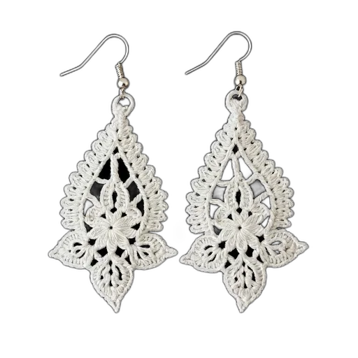 jewelry, pair, white, crochet transparent PNG cut-out