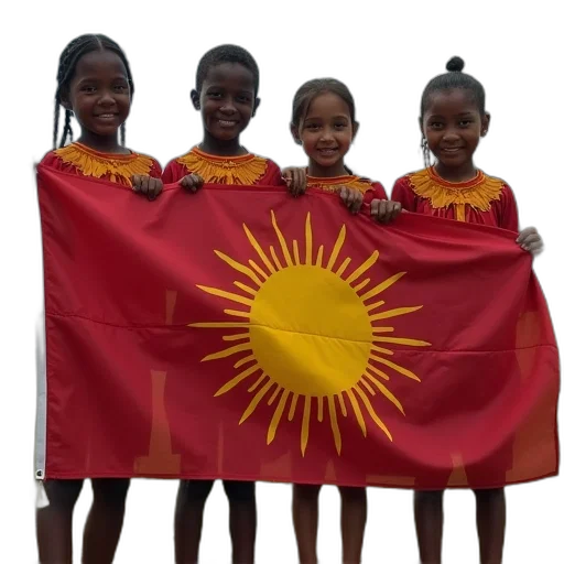 boys, girls, posing, flag transparent PNG cut-out
