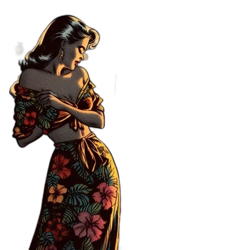 dress, flower, concept art, comic book art transparent PNG cut-out