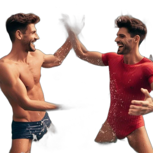 two, men, colored, swimsuits transparent PNG cut-out