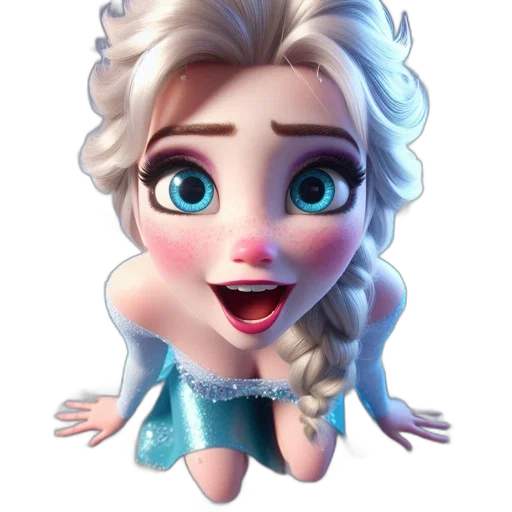 dress, face, 3d render, cartoon transparent PNG cut-out