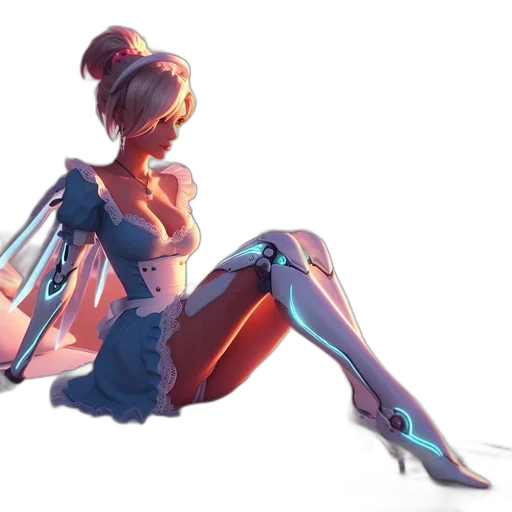 robot, dress, weapon, staff transparent PNG cut-out