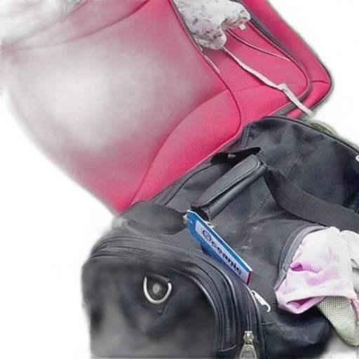 jacket, pink, suitcase, black transparent PNG cut-out