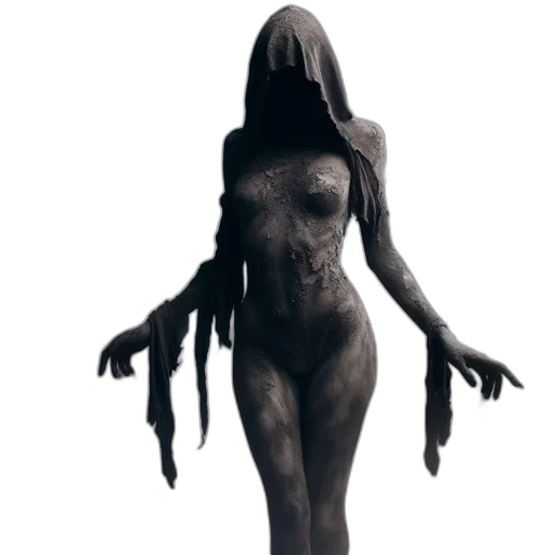creature, dress, hair, staff transparent PNG cut-out
