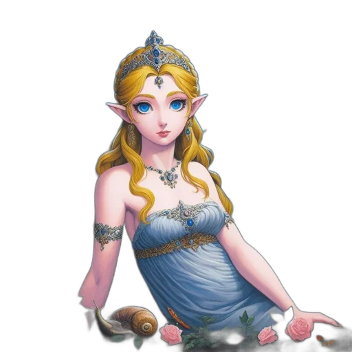 dress, jewelry, crown, staff transparent PNG cut-out