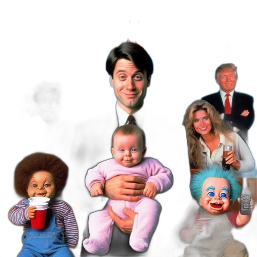 cartoon, concept art, photorealistic, vaporwave transparent PNG cut-out