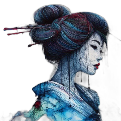 dress, face, fantasy art, watercolor transparent PNG cut-out