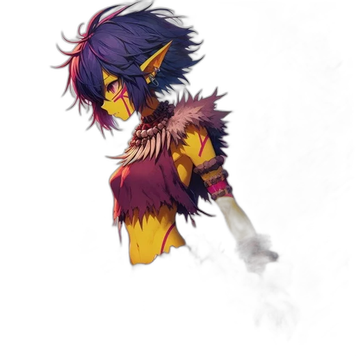 mask, hair, creature, staff transparent PNG cut-out