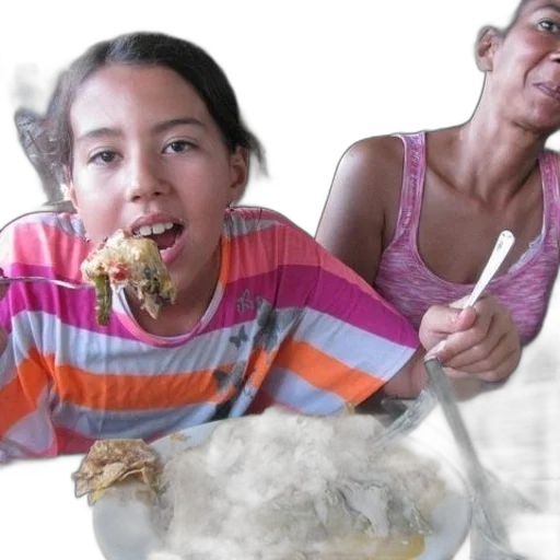 food, girl, striped, shirt transparent PNG cut-out