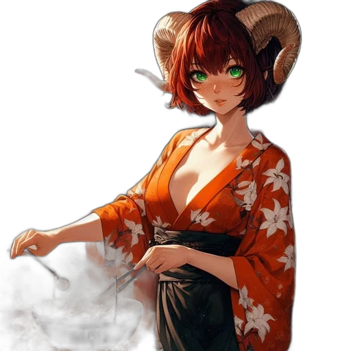 dress, staff, flower, dragon transparent PNG cut-out