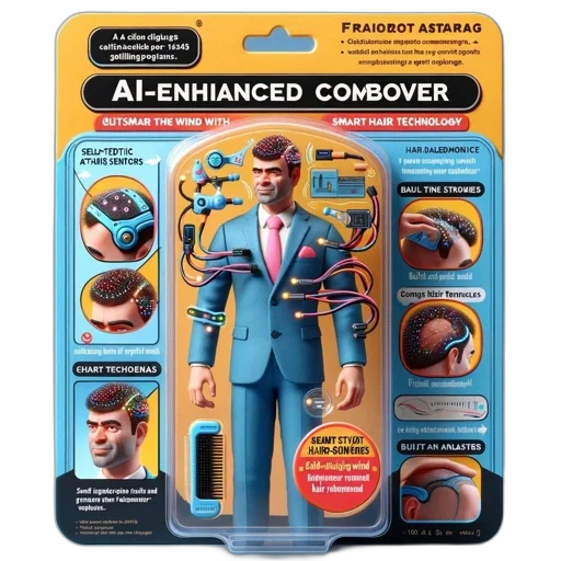 cyberpunk, concept art, ai-enhanced, combover transparent PNG cut-out