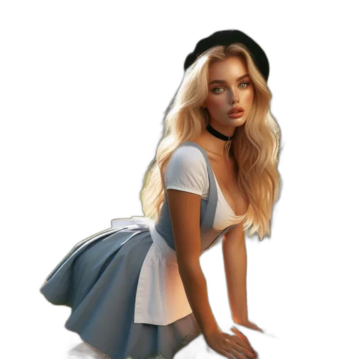 dress, hat, staff, photorealistic transparent PNG cut-out
