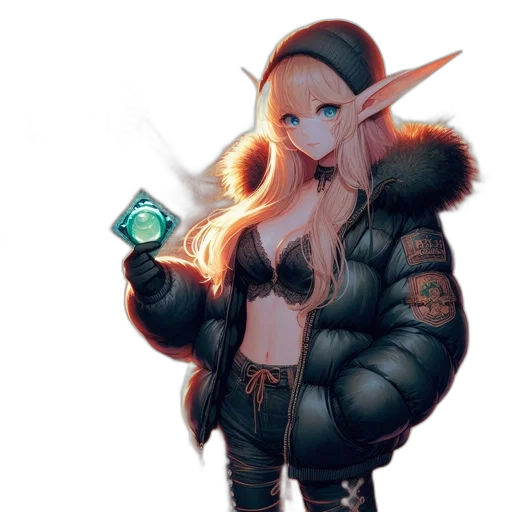jacket, dragon, weapon, staff transparent PNG cut-out