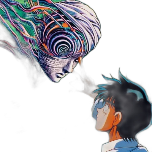 mask, creature, robot, vaporwave transparent PNG cut-out