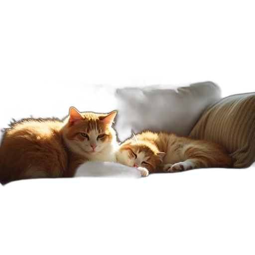 furniture, photorealistic, two, cats transparent PNG cut-out