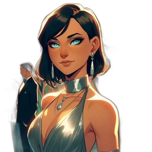 dress, jewelry, face, staff transparent PNG cut-out