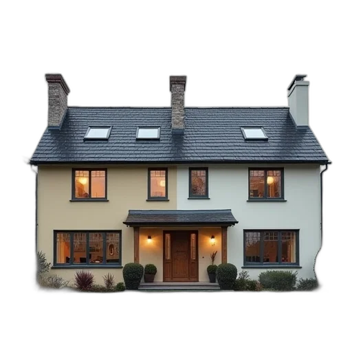 building, 3d render, photorealistic, two transparent PNG cut-out