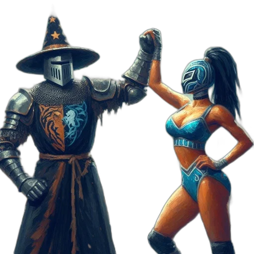 mask, sword, staff, robot transparent PNG cut-out