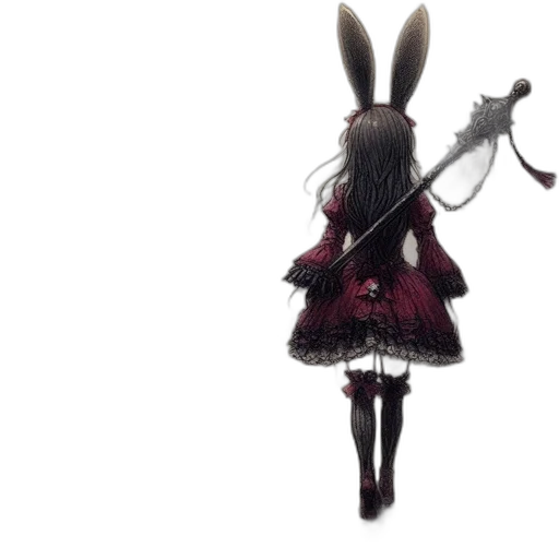 dress, animal, staff, weapon transparent PNG cut-out
