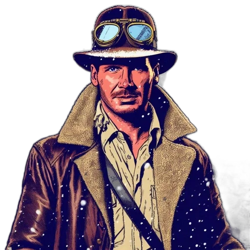 jacket, hat, staff, face transparent PNG cut-out