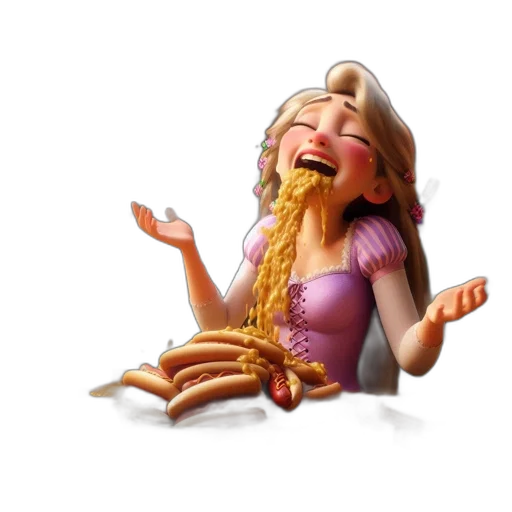 food, 3d render, animated, rapunzel transparent PNG cut-out