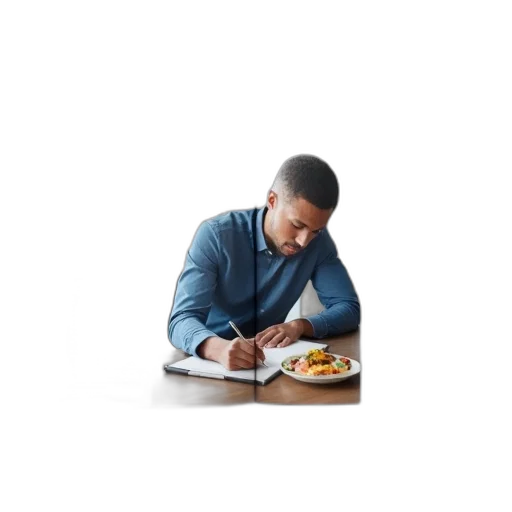 food, jacket, staff, photorealistic transparent PNG cut-out