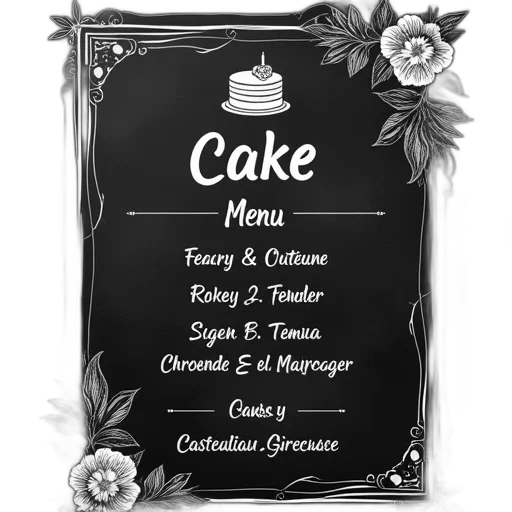 chalkboard, drawing, cake, menu transparent PNG cut-out