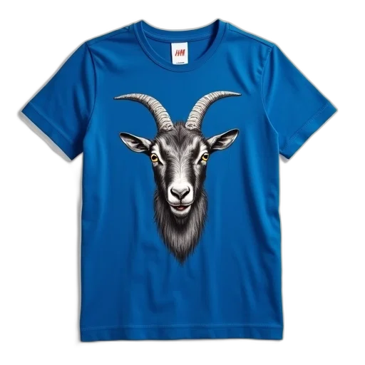 blue, t-shirt, stylized, goat transparent PNG cut-out