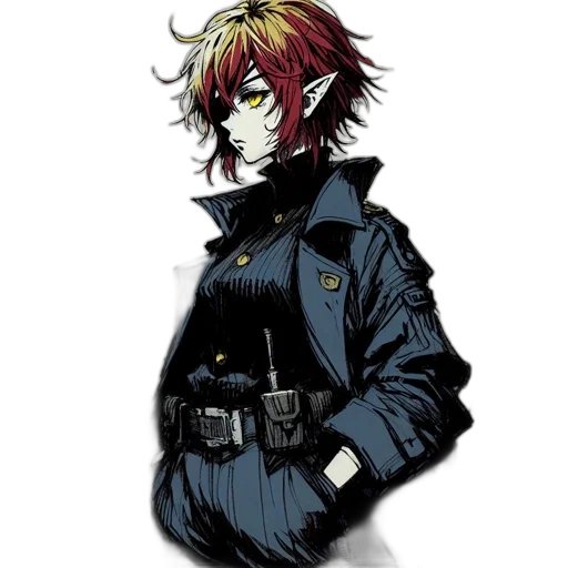 jacket, staff, weapon, hat transparent PNG cut-out