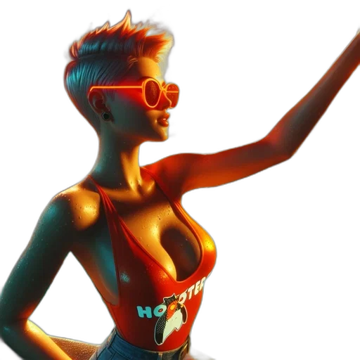 3d render, concept art, cyberpunk, comic book art transparent PNG cut-out