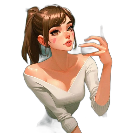 dress, face, staff, jewelry transparent PNG cut-out