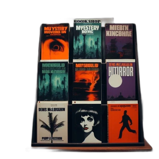 bookshelf, bookshop, displays, numerous transparent PNG cut-out