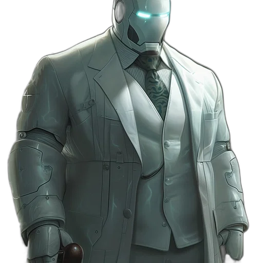 robot, jacket, mask, staff transparent PNG cut-out