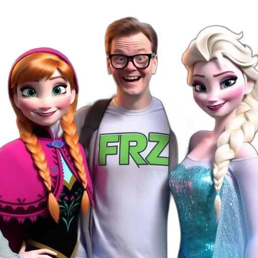 3d render, cartoon, anna, elsa transparent PNG cut-out